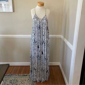 Tiare Hawaii Strappy Lace-Up Tropical Batik Print Maxi Dress One Size